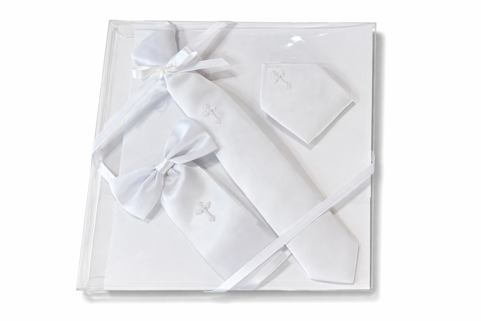 Boy's Tie, Armband & Pocket Square Set w/ Embroidered Cross Boy's Tie, Armband & Pocket Square Set w/ Embroidered Cross